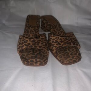 Leopard Print Slide Sandals • Square Toe • Slip-On